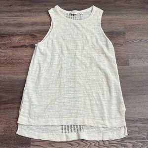 Lucky Brand Ivory Knit Sleeveless Top XS Boho Lightweight Textured Tank Casual